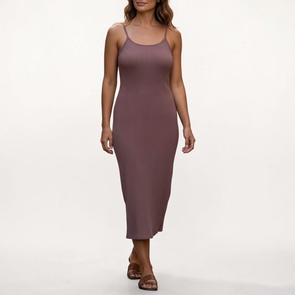 Say What Dresses & Skirts - Say What Ribbed Midi Bodycon Dress Mauve Purple Adjustable Straps XL